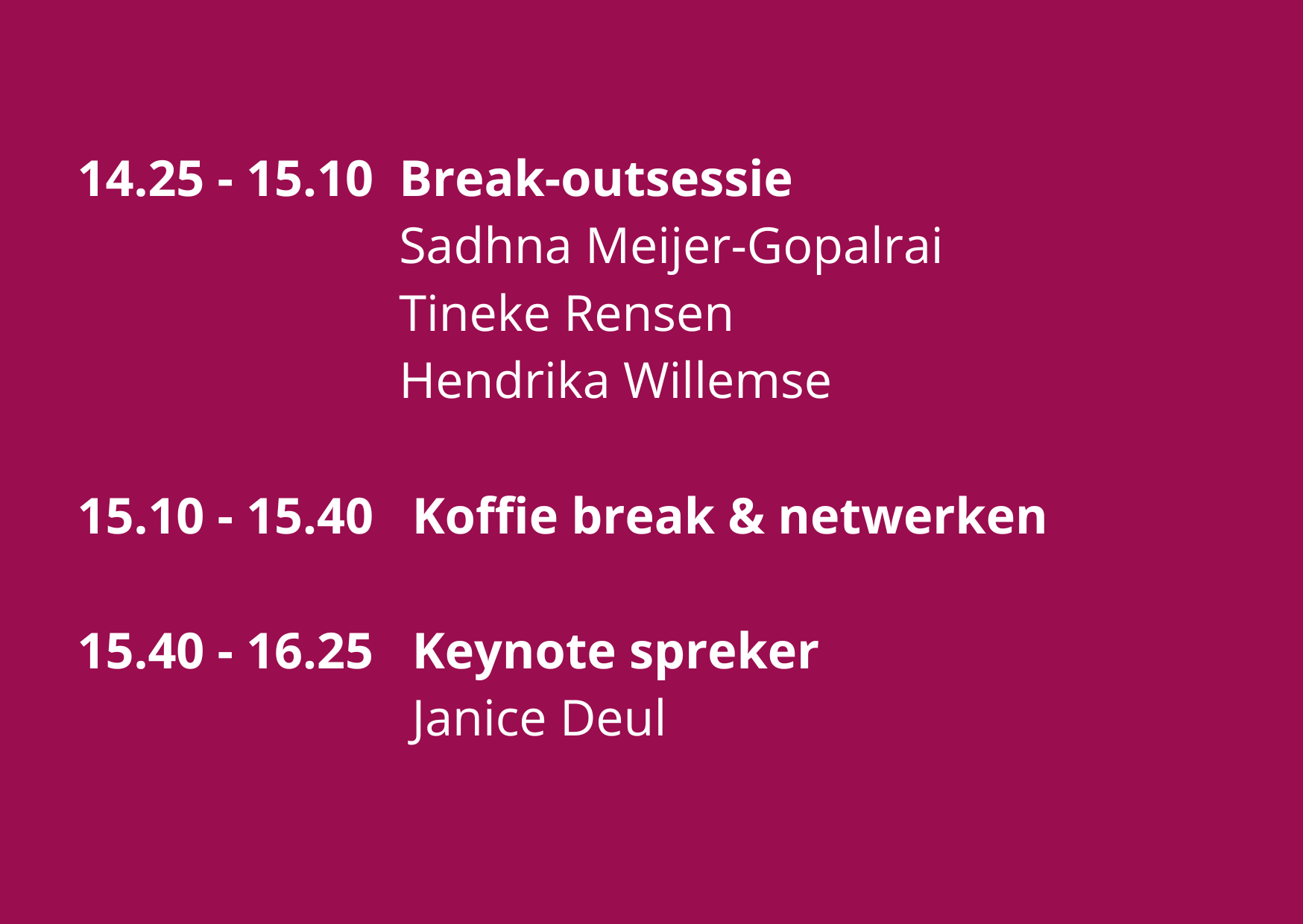 Programma blok 3 1e deel middag programma Empower Women Event www.empowerwomen.nl